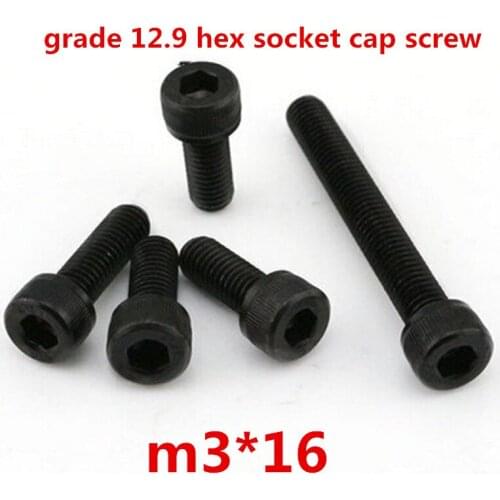 500pcs m3*16 high strength grade 12.9 alloy steel with black oxide hexagonal / hex socket head cap screw