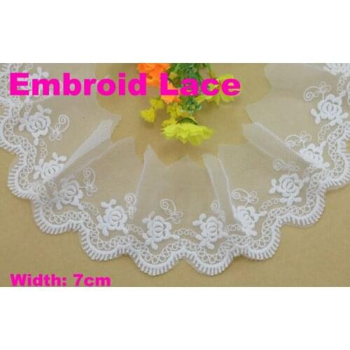7cm width Cotton embroid lace sewing ribbon guipure trim or fabric warp knitting DIY Garment Accessories free shipping#3280