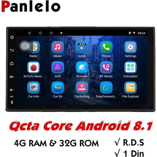 Panlelo S4Max Qcta Core 1 Din Car Radio Android 8.1 GPS Navigation 4G RAM 32G ROM 7 Inch Touch Screen Radio Audio Player