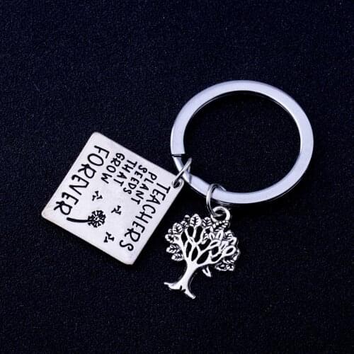 12PCs/Lot Teachers Plant Seeds That Grow Forever Keychain Teachers Gift Tree Of Life Charm Key Rings Graduation Gift For Teacher