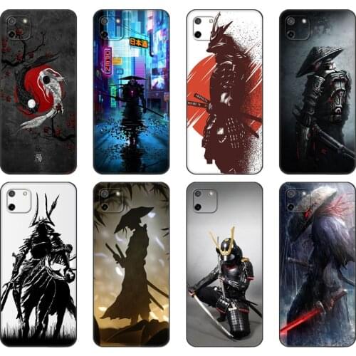 Black tpu Case For OPPO Realme C11 C20 C21 Case Back Cover Bumper Japanese Samurai
