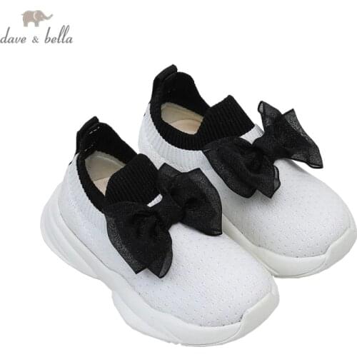 DB17364 Dave Bella spring baby girls fashion bow letter shoes cute new born girl shoes