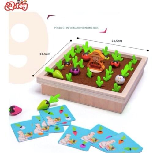 Kids Montessori Toys Vegetable Memory Chess Wooden Educational Toys for Children 3 Years Old Pulling Radish Farm Game