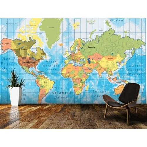 Custom childrens wallpaper, 3D world map wallpaper murals for childrens room living room bedroom wall wall vinyl wallpaper