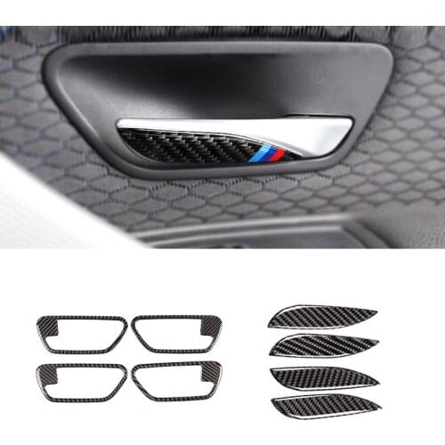 For BMW 3 4 Series F30 F32 2013 2014 2015 2016 2017 2018 Carbon Fiber Car Interior Door Pull Handle Bowl Sticker Cover Trim