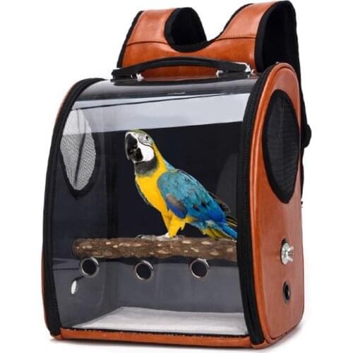 Pet Parrot Bird Carrier Travel Bag Space Capsule Transparent Cover Backpack Breathable