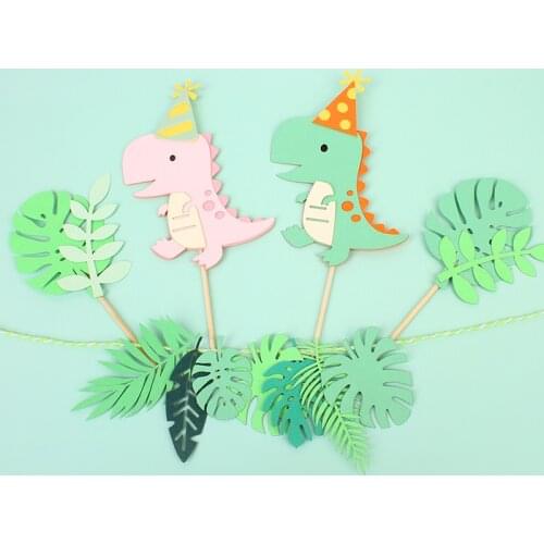 Jungle Animal Dinosaur Theme wild one first 1st 2nd 3rd Birthday Party boy girl baby shower decoration T Rex Roar cake topper