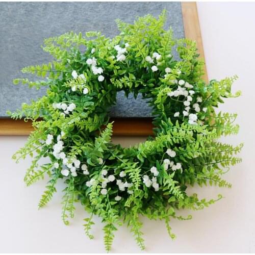 Artificial Gypsophila Flower Wreaths Garland on Twig Base Wall Door Decor Wedding Christmas Party Flower Arrangement