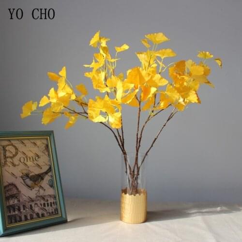 Artificial Flowers Real Touch Fake Ginkgo Leaves Wedding Decoration Artificial Leaves Home Office Desk Supply Party Garden Decor