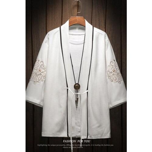 2021 japanese kimono men cardigan yukata embroidery oriental male shirt haori kimono shirt traditional japanese samurai clothing