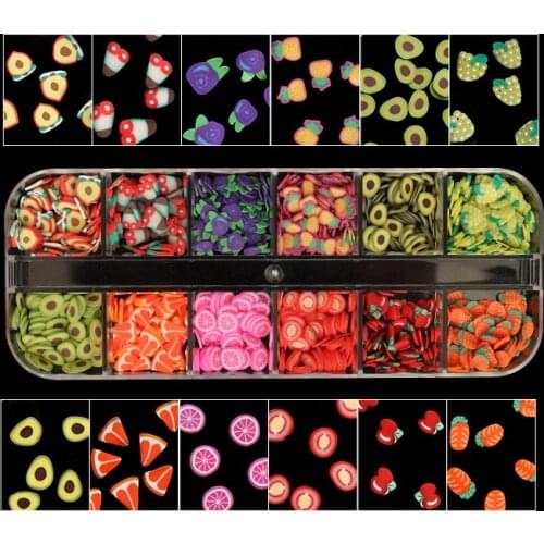 Tiny Fruits Slices Sequins for Nail Design Cherry Polymer Clay Nail Art Accessories Kawaii Fruit Flakes Grapefruit Avocado Shape