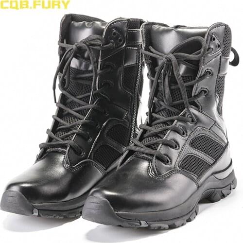 CQB.FURY Summer Mens Breathable Military Boots Tactical Black Comfortable Combat Army Boots with zipper size 38-46 ZD-War Wolf