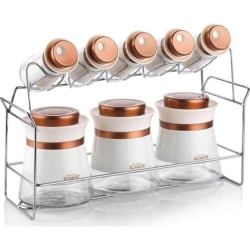 SCHAFER Kitchen House 9 Piece Glass Spice Set - Copper