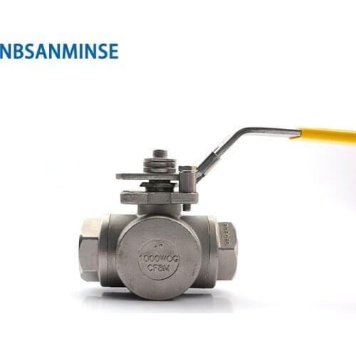 NBSANMINSE 3 Way Hydraulic High Pressure Ball Valve 1 inch 1000psi WOG CF8M3K-1 Stainless steel SS316 oil and gas pipe line