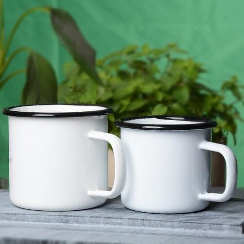 QUEENBAR Cheap White Enamel Cups Camping Enamel Iced Coffee Mug Tumbler Cup Of Home Drinking Cup Tea Cup Drinkware