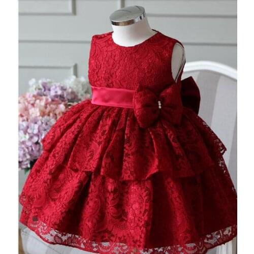 2017 New Baby Girl Dress 6-24M Bow Ball Gown 1 Years Baby Girls Birthday Dresses Vestido Infant baptism Christening dress