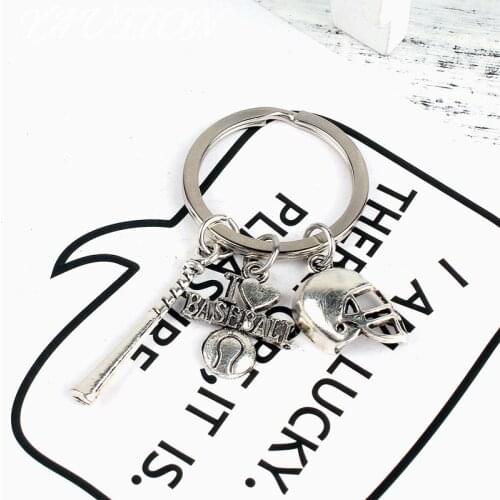 New Fashion Keychain Mini football and Baseball Pendants DIY Men Jewelry Car Key Chain Ring Holder Souvenir For Gift