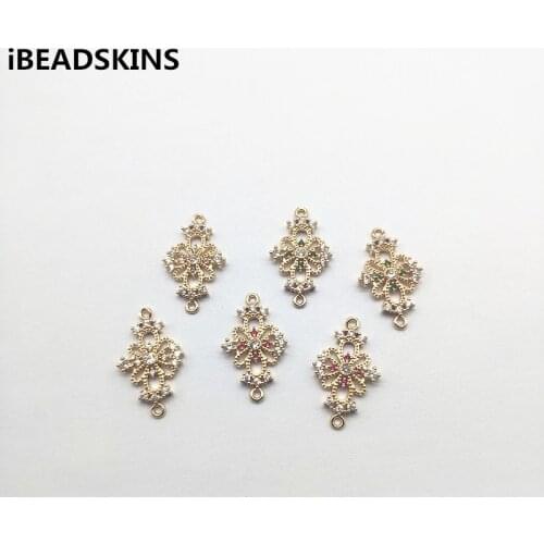 New arrival! 26x15mm Flower shape Cubic Zirconia Copper Connectors for Earrings parts,Accessories,hand Made Jewelry DIY