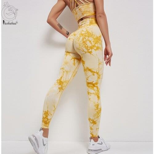 NEW Dyeing Seamless Yoga Leggings Women Tie Dye Sports Pants High Waisted Yoga Pants Seamless Leggings Joggers Women