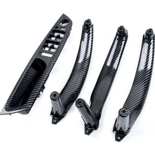 New Car Left Right Carbon Fiber Interior Door Armrest Handle Inner Panel Pull Trim Cover For BMW E70 E71 E72 X5 X6 2007-2013