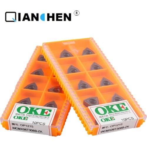 OKE 10pcs/lot High Precision High Performance High Strength CNC WCMX06T308B-ZK OP1215 Industry Carbide Inserts Hard Alloy