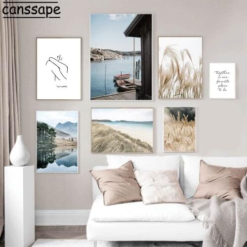 Autumn Plant Wall Print Landscape Canvas Painting Sea Scenery Poster Nordic Posters And Prints Modern Living Room Decoration
