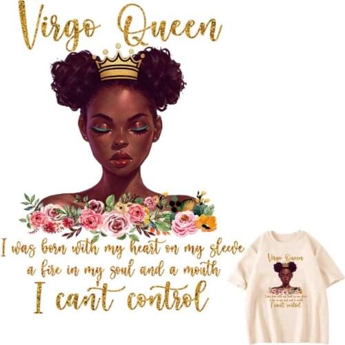 Iron-On Transfer For Clothing Beautiful Black Girl DIY Washable Woman T-Shirts Thermo Adhesive Patches Trendy Clothes Stickers