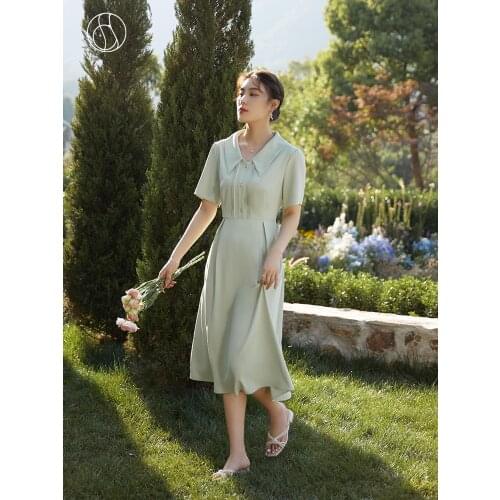 DUSHU Loose Office Lady French Retro Black Dress Women Summer 2021 New Black Age Reduction A-line Tea Break Women Dress