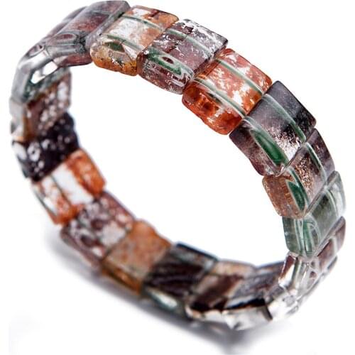 Genuine Natural Colorful Phantom Quartz Crystal Clear Round Beads Women Fashion Stretch Bracelet Drop Shipping Crystal Bracelet