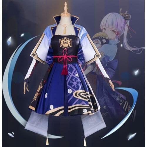 Hot Game Genshin Impact Kamisato Ayaka Cosplay Costume Carnival Halloween Costumes Women Dress Set Uniform Cartoon Outfit