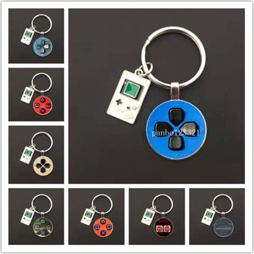 Popular brand game controller photos Keychain weird boyfriend gift jewelry glass convex round dome keychain, quality keychain