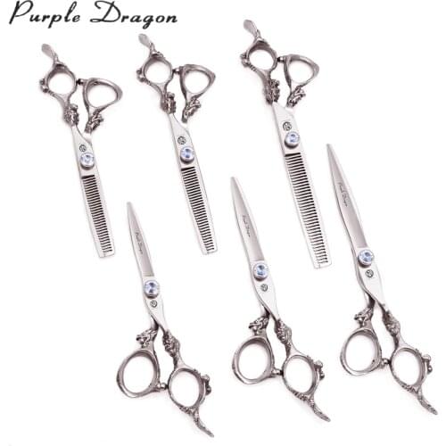 Hair Scissors Professional 5.5" 6" 7" Purple Dragon Brand Japan 440C 9108# Barber Shop Shears Cutting Scissors Thinning Shears