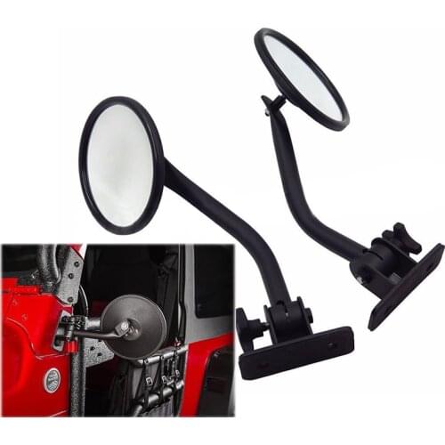 For Jeep Wrangler TJ JK JKU 1997-2018 Textured circular Black 1 pair Door Off Side View Mirror Rectangular Mirrors