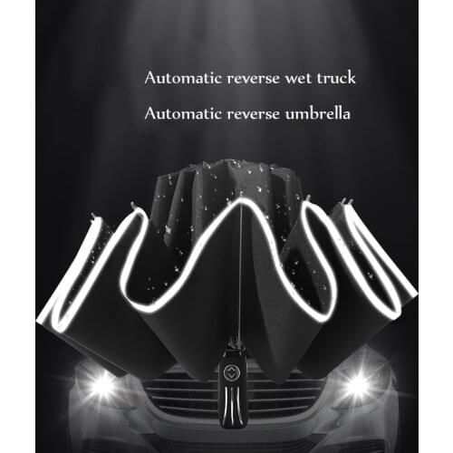 Hot 10k Reflective Big Parapluie Inverse Umbrella For Car Foldable Umbrella Rain Men Women Automatic Reverse Umbrellas Stron