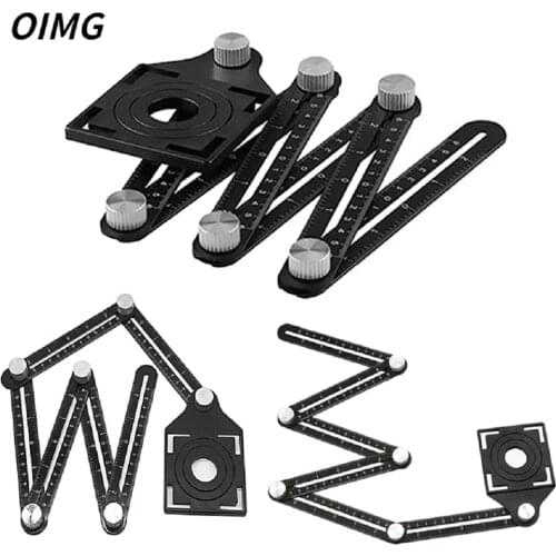 Tile Hole Locator Adjustable Tool Masonry Glass Fixed Angle Measuring Ruler Universal Angular Template 6/12 Gauge Slides/Fold