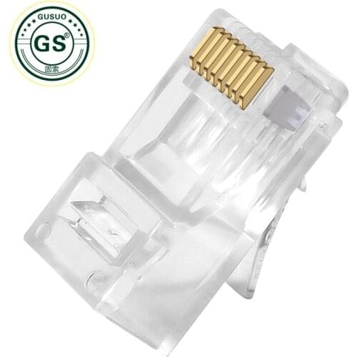 GuSou High Quality Gold plated RJ45 8P8C Plug Net Network Modular Plug Cat5 CAT5e Adapter Connector Pack of 50 Pieces