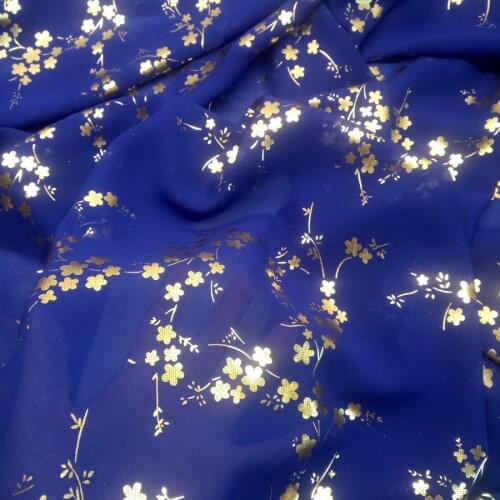 Dancing Dess Chiffon Fabric floral Bronze Fabric Summer Fashion Material Breathable scarf blouse cosplay DIY craft fabric