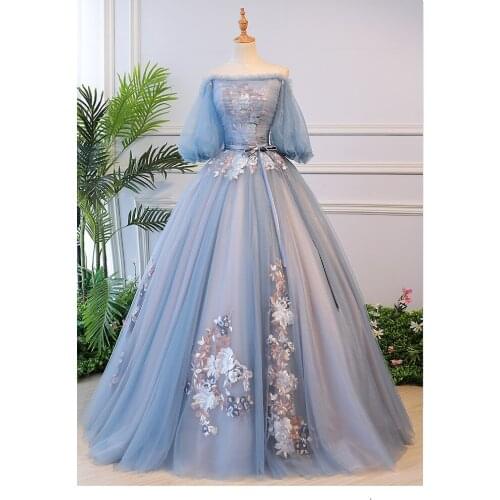 Blue evening dress singer party women Stage costumes