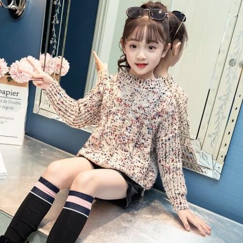 Special Offer Girls Elegant Knitted Sweater Childrens Stripe Embroidered Knitwear Kids Fashion Twist Mixed Color Pullovers P292