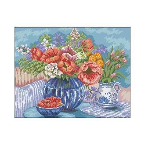 Vase and Fruit on the Table Needlework,For Embroidery,DIY 14CT Unprinted Arts Cross stitch kits Set Cross-Stitching Home Decor