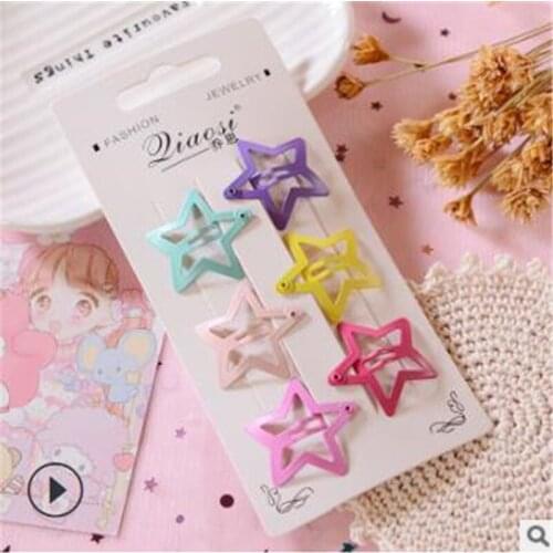 6PCS Candy Color Geometric Hair Clips Barrettes Girls Cute Hairpins Colorful Headbands For Kids Hairgrips Hair Accessories