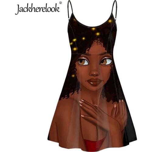 Jackherelook Black Afro Girls Brand Design Women Party Dresses Summer Sleeveless Slip Dress Beach Backless Ladies Sundress Mujer