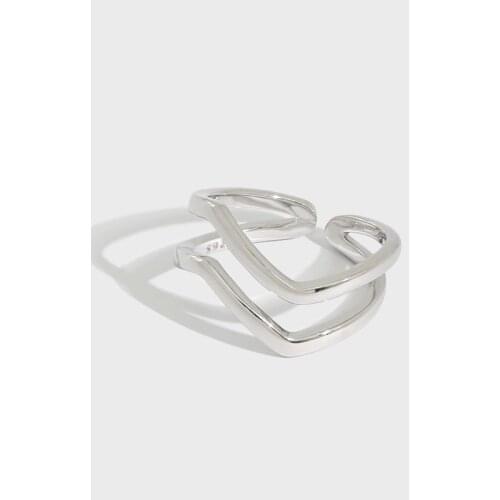 SHANICE Hip Hop S925 Sterling Silver Open Ring Minimalist double-layer line wave pattern female opening adjustable daily ring