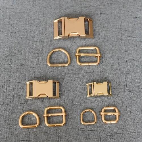 100 Sets 15mm/20mm/25mm Metal Buckle Slider Adjustable D Ring Clasp Webbing For Paracord Pet Zinc Alloy DIY Dog Collar Accessory