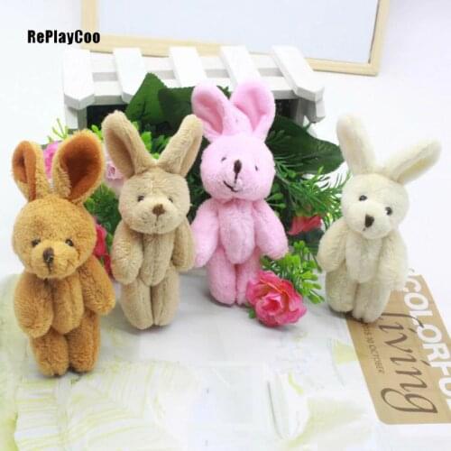 100pcs/Lot Kawaii Bunny Plush Toys Flower Rabbit Soft Stuffed Animal Toys Small Pendant By Phone Bags Gifts For Wedding DMR0089