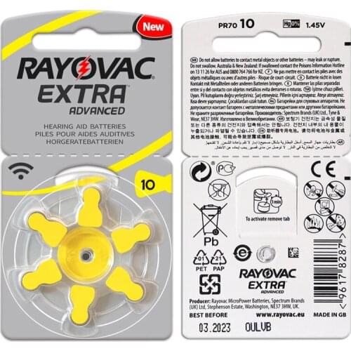 120PCS/lot RAYOVAC EXTRA Zinc Air A10 10A 10 PR70 Hearing Aid Battery A10,Hearing Aid Batteries for CIC