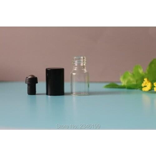 2ML 3ML 100pcs/lot Clear Empty Essential Bottle, DIY Sample Portable Scent/Perfume Container, Steel Roll On Glass Packing Bottle