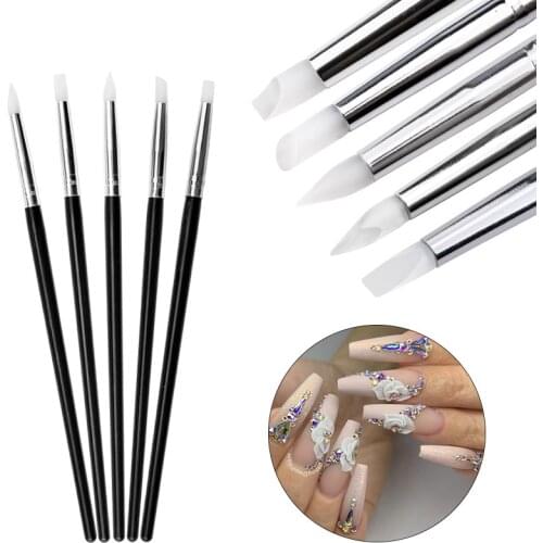 5Pcs/Set Nail Art Dotting Painting Tips Manicure Tools Brush Pen Art Silicone Sculpture Emboss Carving Set Dual Ended