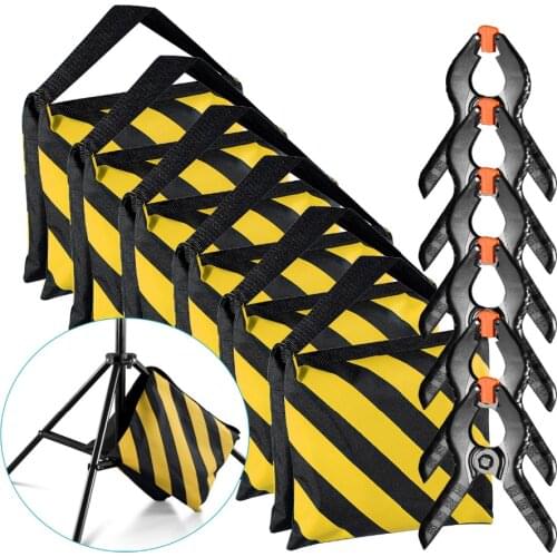Neewer 6-Pack Heavy Duty Sandbag for Photo Studio Light Stands Boom Arms with 6-Pack Muslin Backdrop Spring Clamps Empty Sandbag
