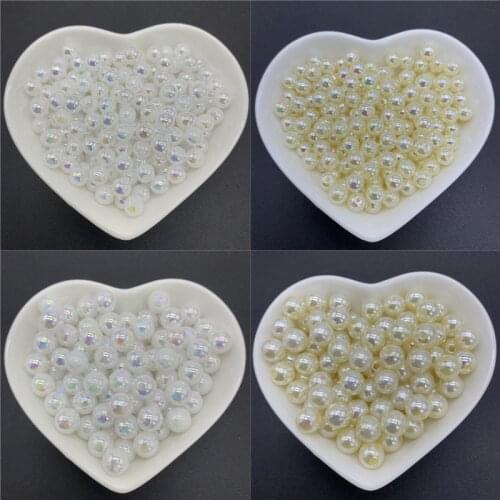 6/8/10mm Acrylic Spacer Beads ABS White/Ivory Imitation Pearls Round Pearl Loose Beads For Jewelry Making